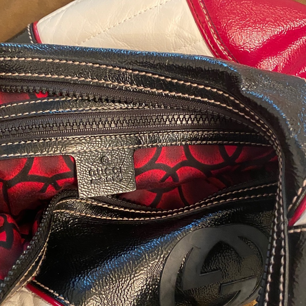 Vintage Gucci leather SNOW GLAM HOBO bag silver hardware  Red, White, and Black - Picture 9 of 15